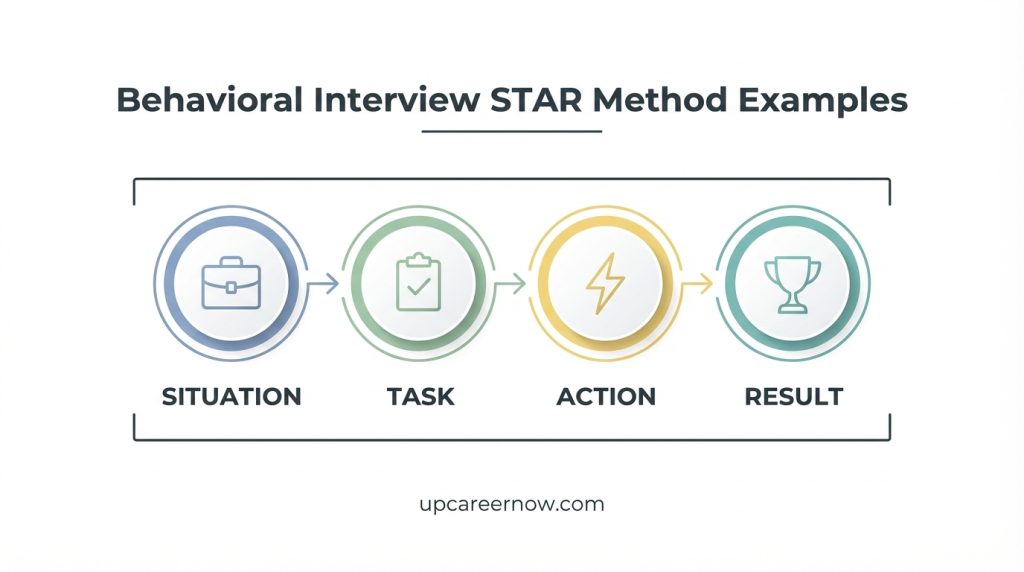Behavioral interview STAR method examples framework with Situation Task Action Result